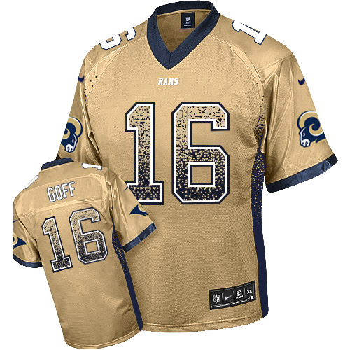 Men's Elite Jared Goff Nike Jersey Gold - #16 Drift Fashion NFL Los Angeles Rams